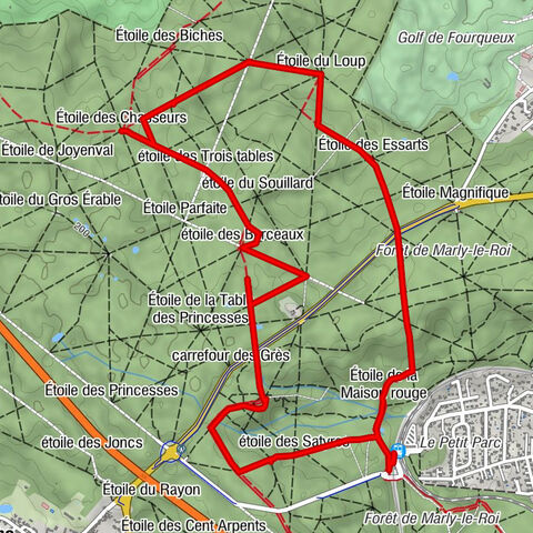 Saint-Nom-la-Bretèche - Forêt de Marly - étoile des Satyres - étoile des Dryades - étoile des Berceaux