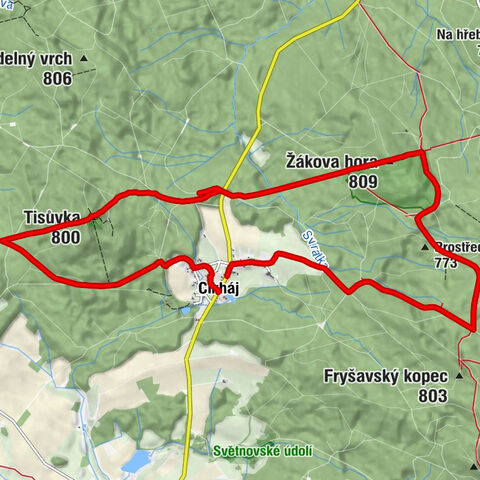 Cikháj - Tisůvka - Žákova hora - Prostřední kopec