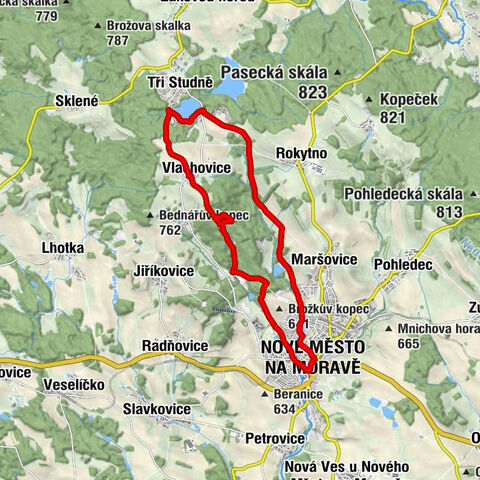 kostel sv. Kunhuty - Nové Město na Moravě - Vlachovice - Bílá skála