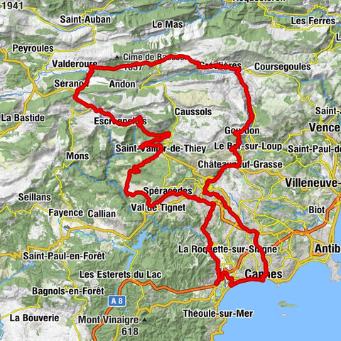 Cannes-la-Bocca - Col de Valferrière - Chapelle Notre-Dame-de-Sardaigne - Cannes