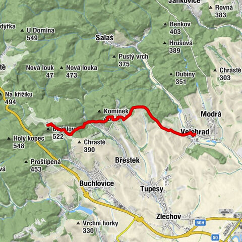 Velehrad - Chabaně - Pod Břesteckou skalou - Břestek