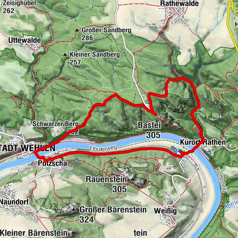 Kurort Rathen - Schwedenturm - Schwedenscheibe - Schwarzer Berg