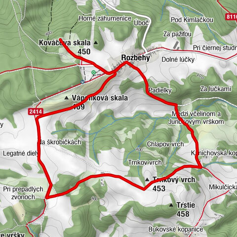 Rozbehy - Trnkový vrch - Vápenková skala