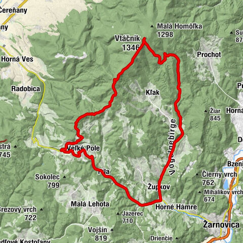 Veľké Pole - Rúbaný vrch - Kláštorská skala - Vtáčnik