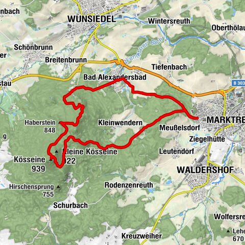 Marktredwitz - Kösseine - Burgsteinfelsen - Zum Forsthaus
