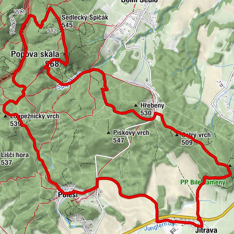 Jítrava - Vysoká - Popova skála - Sedlecký Špičák