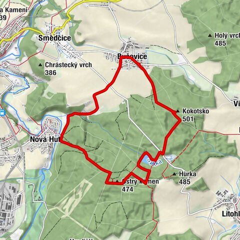 Nová Huť - Ostrý kámen - Kokotsko - Bušovice