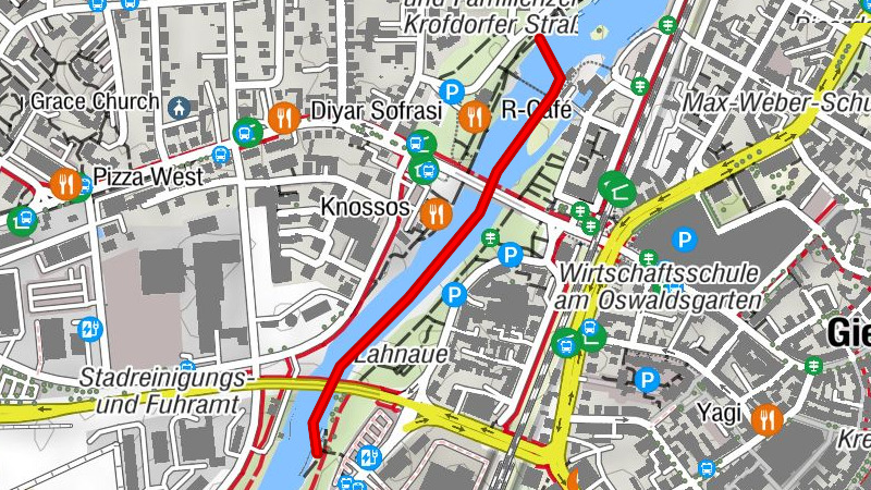 Río kayak Lahn etapa 05 Gießen-Zentrum hasta Gießen-Stadtwerke