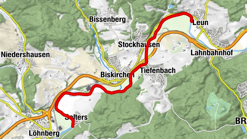 Río para canoa Lahn etapa 12 De Leun-Jugendzeltplatz a Löhnberg-Selters