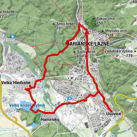 Mariánské Lázně - Velká Hleďsebe - Hamrníky - Úšovice