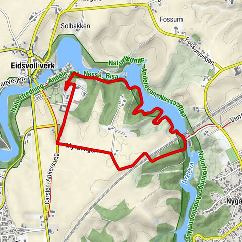 Eidsvoll verk - Venjarfossen - Råholt - Eidsvoll