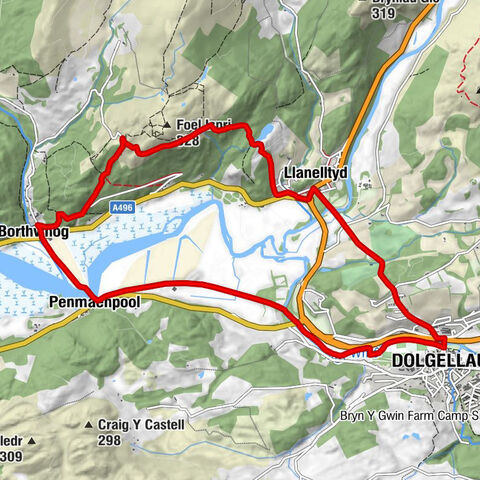 Penmaenpool - Borthwnog - Llanelltyd - Dolgellau