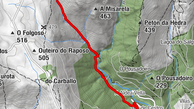 Río de Cestos - A Aldea Vella - Fervenza da Misarela - Fervenza de San Xoán II