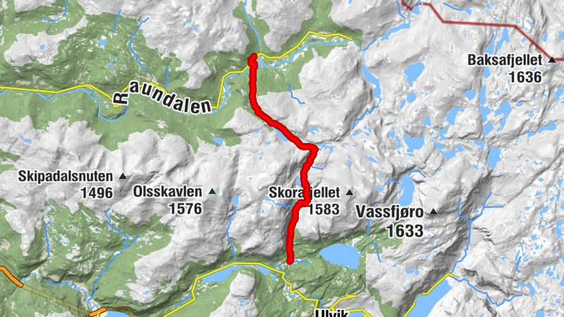 Mjølfjell - Urlandsstølen - BT-hytten - Ulvik