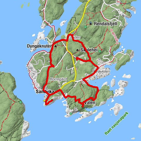 Tvedestrand - Borøykilen - Valen - Dyngøknuten