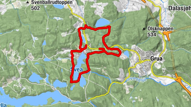 Allmenningsgrinna - Flatlasætra - Nordstrandkollen - Sveakanalen