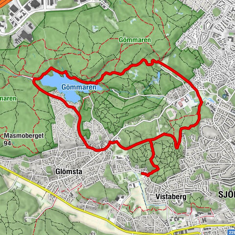 Huddinge - Stuvsta-Snättringe - Fullersta kvarn - Sjödalen-Fullersta