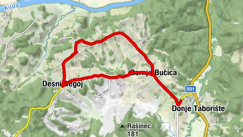 Donje Taborište - Dobrinići - Gornja Bučica - Mijajlića brdo