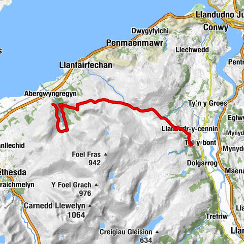 Aber - Y Rhaeadr Fawr - Llanbedr-y-cennin - Caerhun