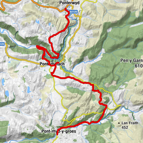 Ponterwyd - Ystumtuen - Capel Ystumtuen - Pont-rhyd-y-groes