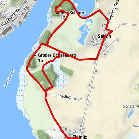 Ziemitz - Alte Schanze - Sauziner Dorfkrug - Großer Ochsenberg