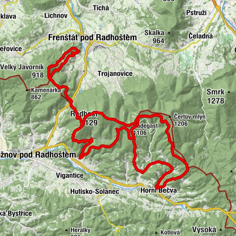 Studánka Na Horečkách - Velký Javorník - Radhošť - Na Žabárně