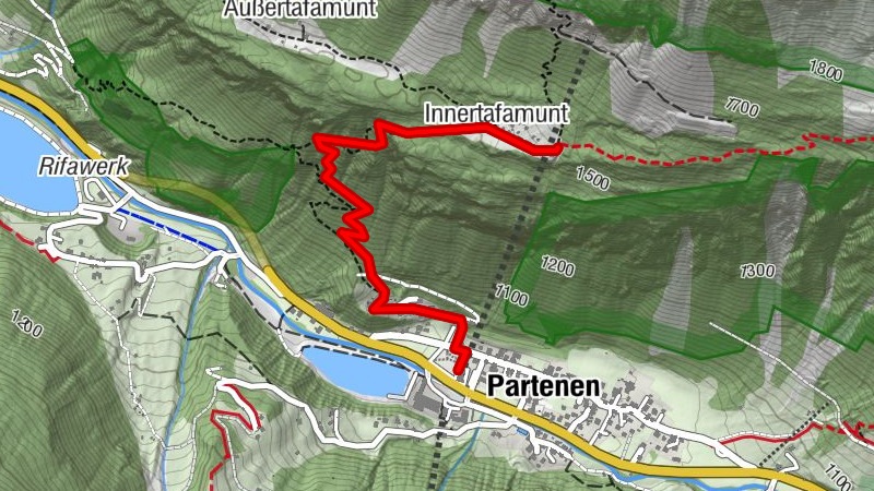Alpstöbli Tafamunt - Innertafamunt - Partenen - Tafamuntbahn