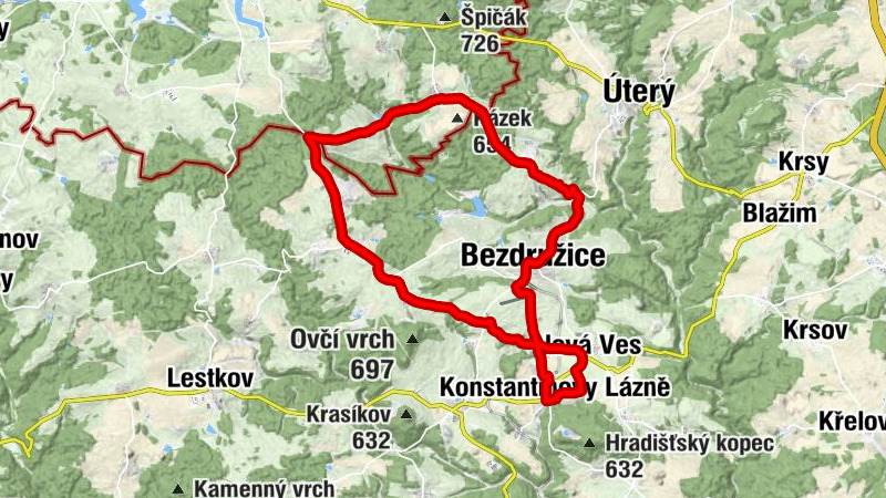 Konstantinovy Lázně - Alžbětin dvůr - Staré Lázně - Panny Marie Lourdské