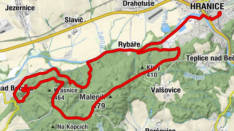 Hranice na Moravě město - Hranice - Rybáře - Týn nad Bečvou