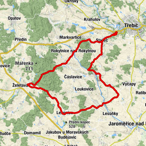 Třebíč - Za rybníkem - Stařeč - Čechočovice