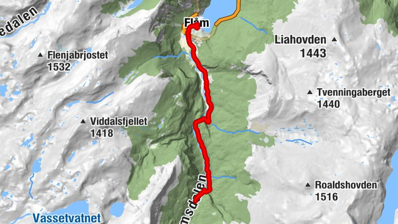 Flåm - Håreina - Flåm kyrkje