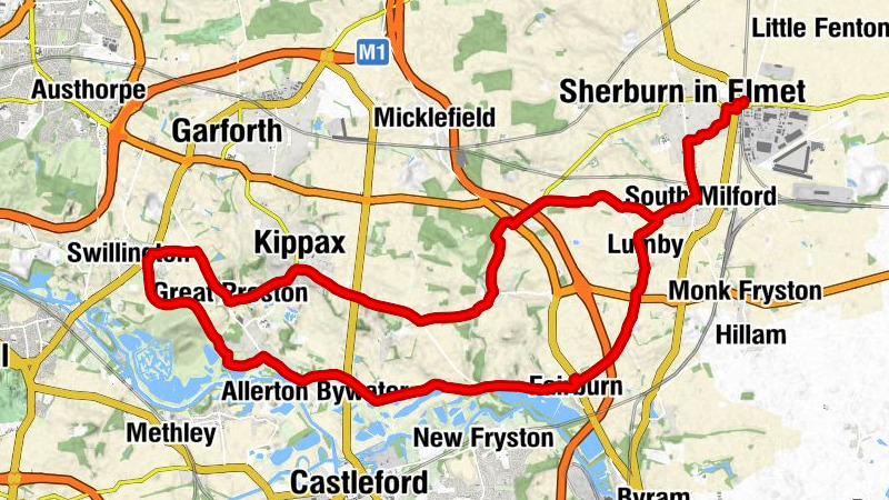 Sherburn-in-Elmet - South Milford - Castleford - Kippax