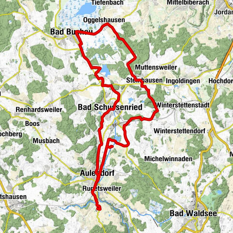 Zollenreute - Aulendorf - Weihergaststätte Schwaigfurt - Bad Buchau