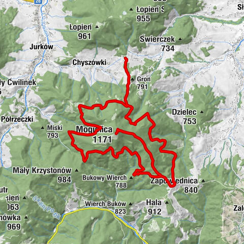 Przełęcz Marszałka Edwarda Rydza-Śmigłego - Przełęcz Przysłopek (pod Krzystonowem) - Przehyba - Mogielica