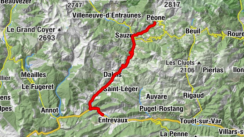 Plan-d'Entrevaux - Enriez - Les Couestes - Castellet-lès-Sausses