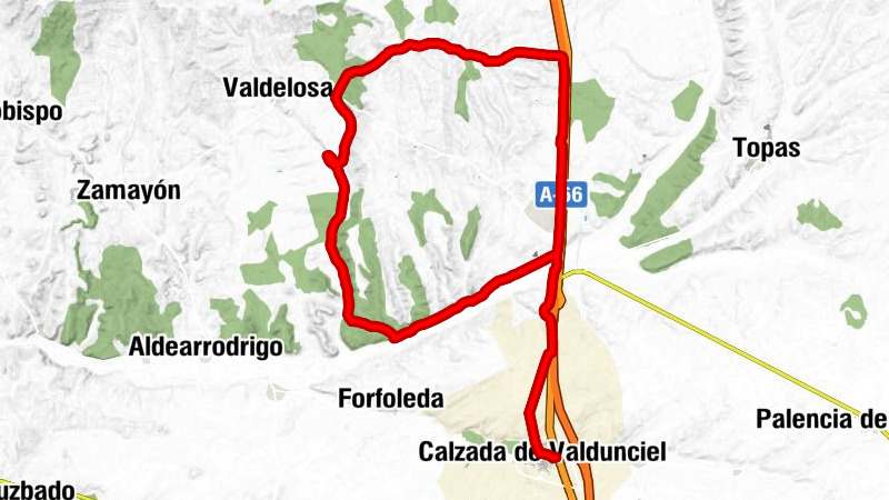 Calzada de Valdunciel - Pelliteto - El Laderón - Santibáñez del Cañedo