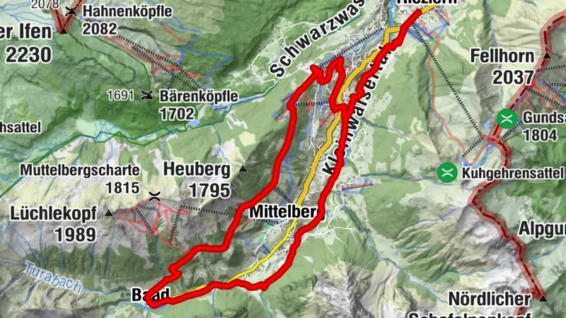 Ruta valle y panorámica Riezlern-Hirschegg-Mittelberg