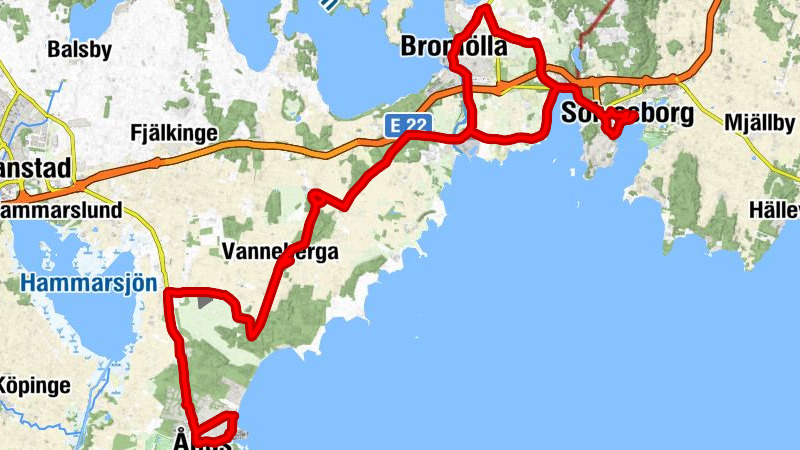 Hamnen - Trolle Ljungby kyrka - Sölvesborg - Åhus