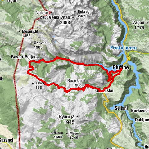 Plužine - Kula - Šejtan kula - Jezero