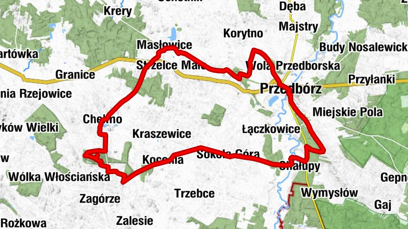 Przedbórz - Majowa Góra - Kokosia Góra - Chełmo