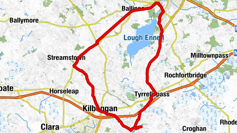 Skeahanagh - Kilbeggan - Mullingar - Tyrrellspass