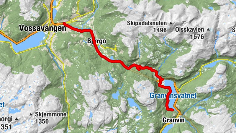 Palmafossen - Bjørgo - Filipshaugen - Nesheim