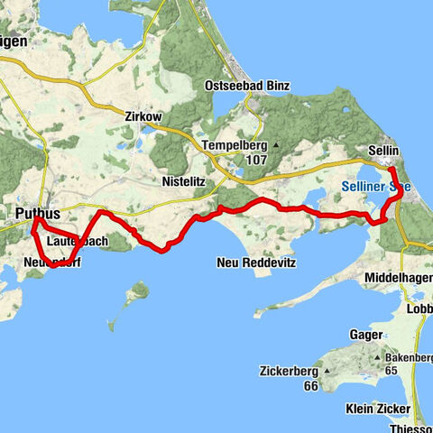 Sellin-Ost - Ostseebad Baabe - Drei Linden - Putbus