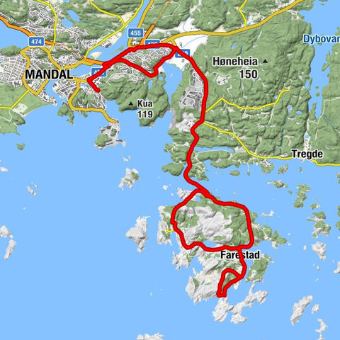 Mandal - Høybakken - Jåbekk - Skjernøy kapell