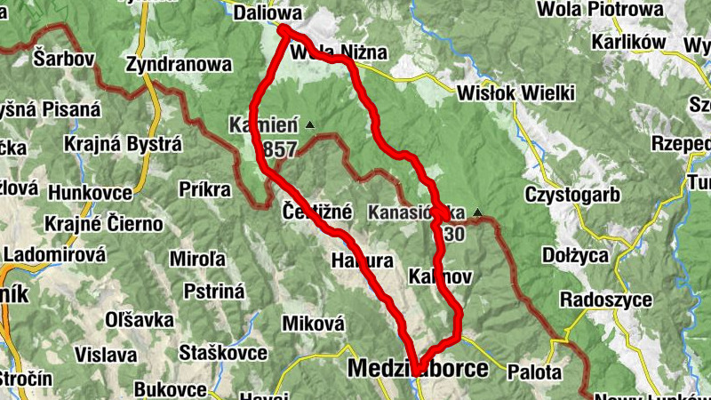 Wola Niżna - Kościół pw. Świętej Katarzyny Aleksandryjskiej - Przełęcz Beskid nad Czeremchą - Szachty