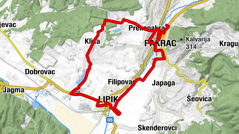 Požeško-slavonska županija - Prekopakra - Pakrac - Lipik