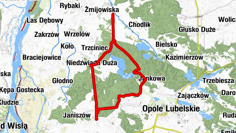 Łaziska-Majątek - Łaziska - Kozieniec - Niedźwiada Duża