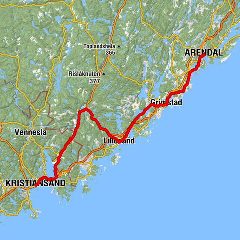 Kristiansand - Lillesand - Grimstad kirke - Arendal