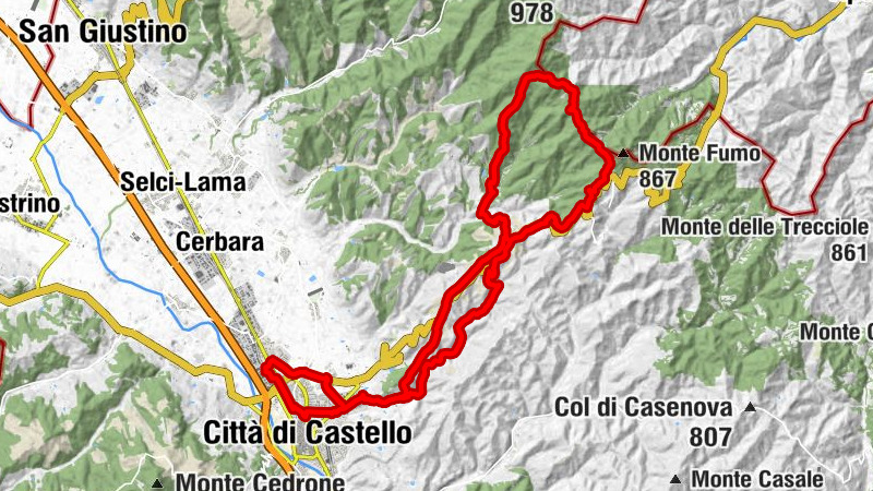 Città di Castello-Zona Industriale - Monte Fiorino - Monte Falcone - il Monte