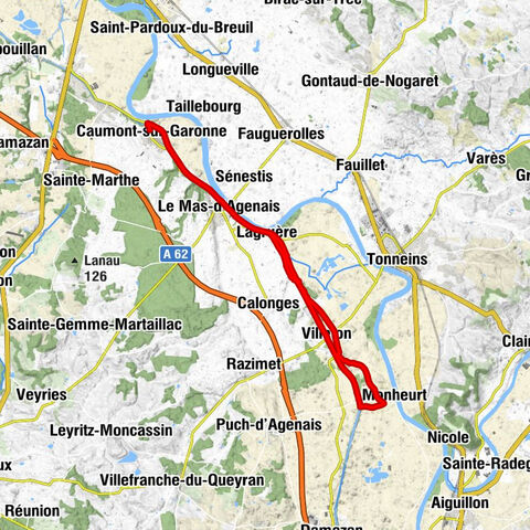 Caumont-sur-Garonne - Le Mas-d'Agenais - Lagruère - Villeton